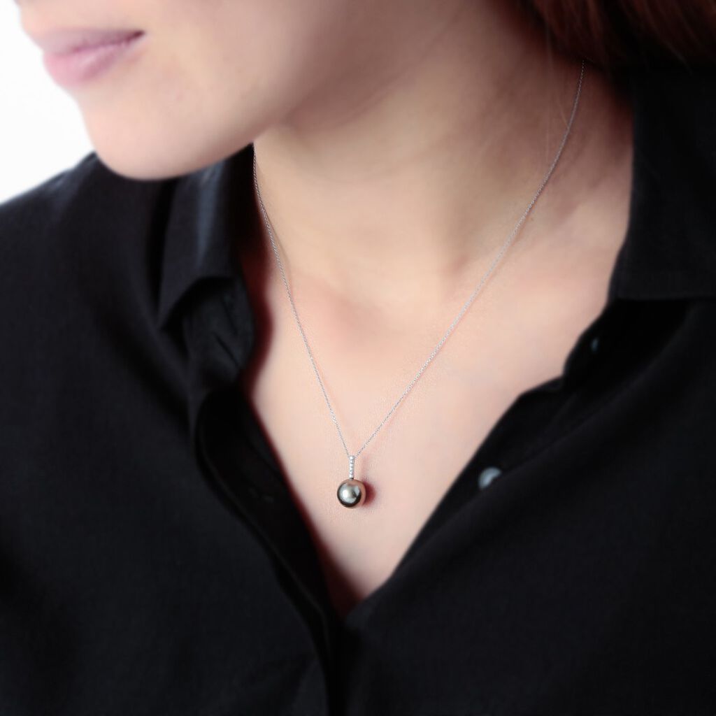 Collier Rebeca Or Blanc Perle De Culture De Tahiti Et Oxyde - Spannringe Damen | OROVIVO
