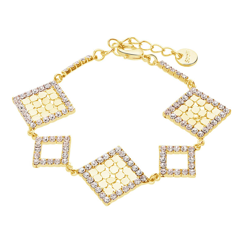 Bracciale in metallo dorato rombi con strass - Spannringe Damen | OROVIVO