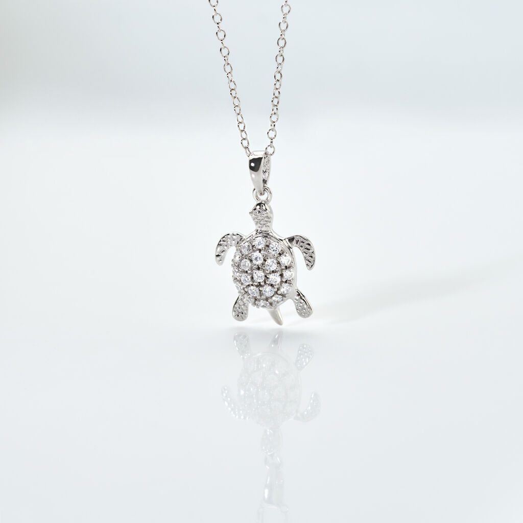 ALMA Damen Collier Silber 925 Zirkonia Wei&szlig; 0,5 ct B 1,2 mm