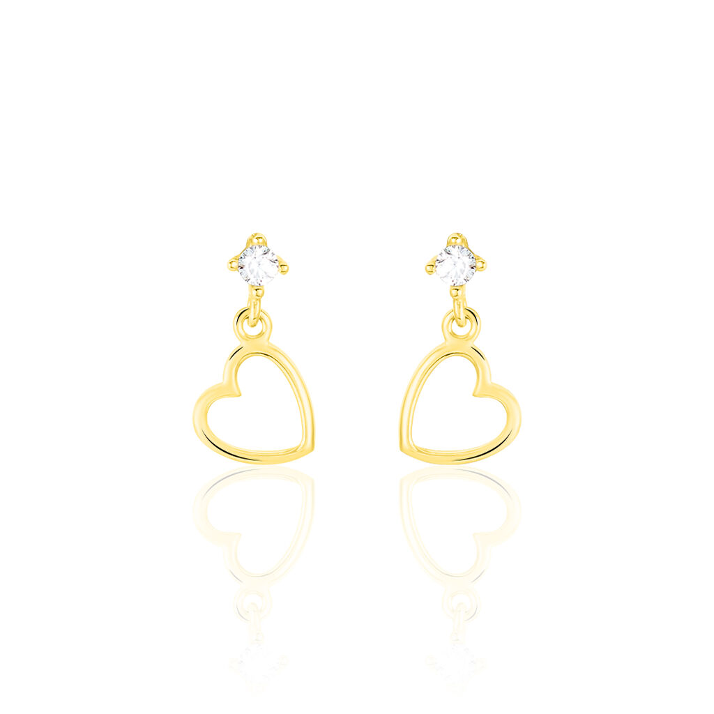 DARIA HERZ 6 Damen Ohrringe Lang Gold 375 (9 Karat) Herz, Ohrringe Lang ohne Stein