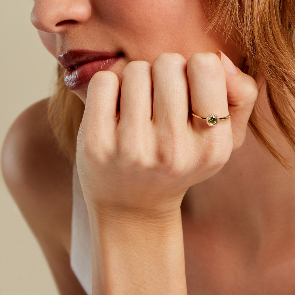 EBRA Damen Ring Gold 375 (9 Karat) Peridot Gr&uuml;n 0,35 ct