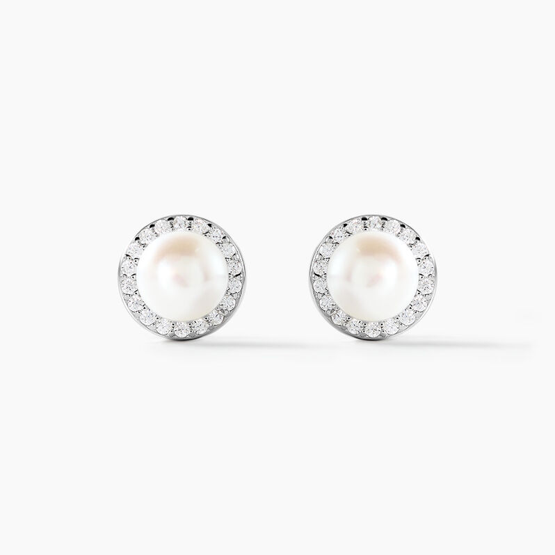 Boucles D'oreilles Clips Argent Rhodié Valerio Perles Oxydes - Spannringe Damen | OROVIVO