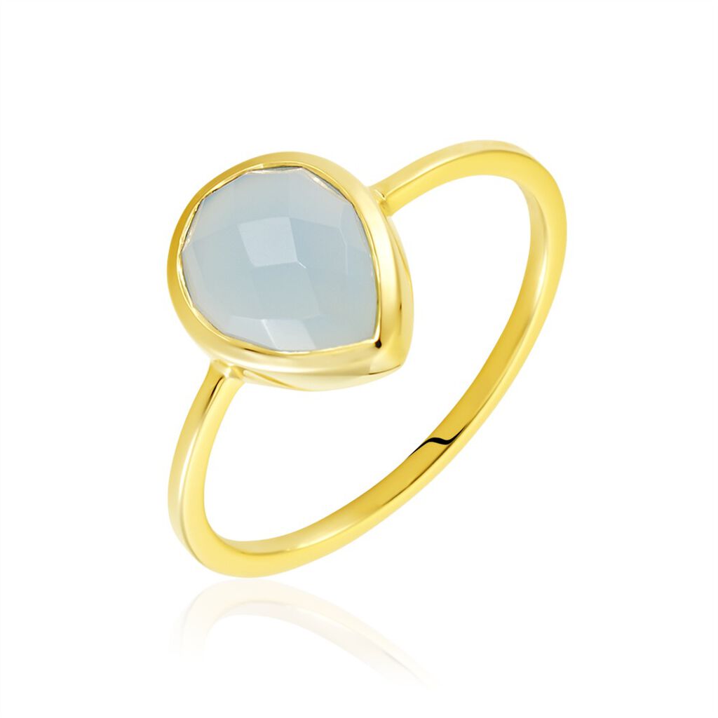 🦚 Damen Ring Silber vergoldet 925 Chalzedon Blau Sinaya 21cm, Ring mit Stein