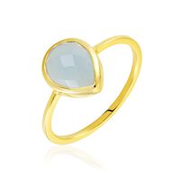 Damen Ring Silber vergoldet 925 Chalzedon Blau Sinaya 21cm