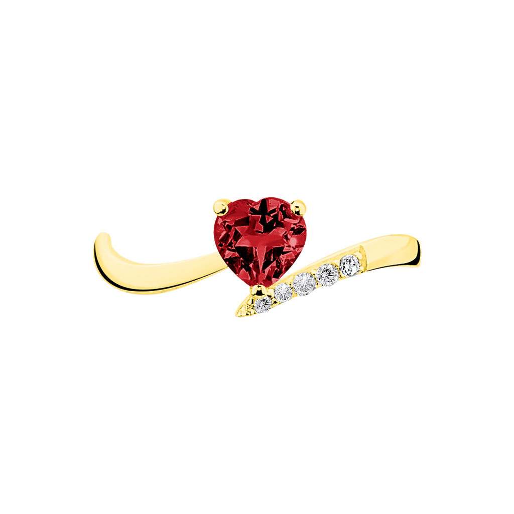 Bague Eva Or Jaune Grenat Et Diamant - Spannringe Damen | OROVIVO