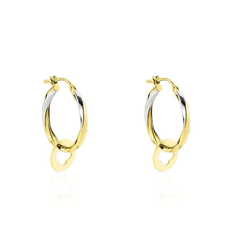 RINKA Damen Creolen Gold 375 (9 Karat) Talisman Kleeblatt B 2 mm - Creolen Damen | OROVIVO