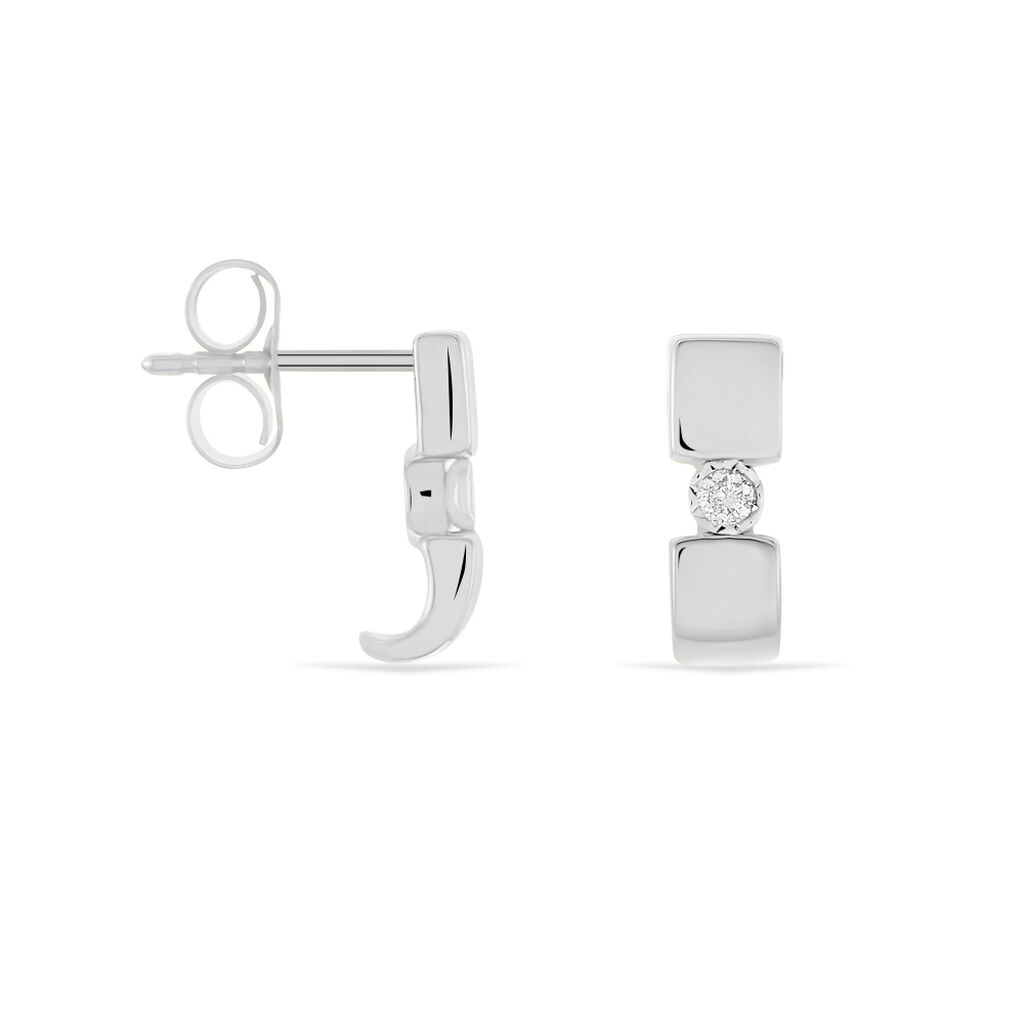 Damen Ohrstecker Weißgold 375 Diamant 0,04ct Viereck Granada  - Ohrstecker Damen | OROVIVO