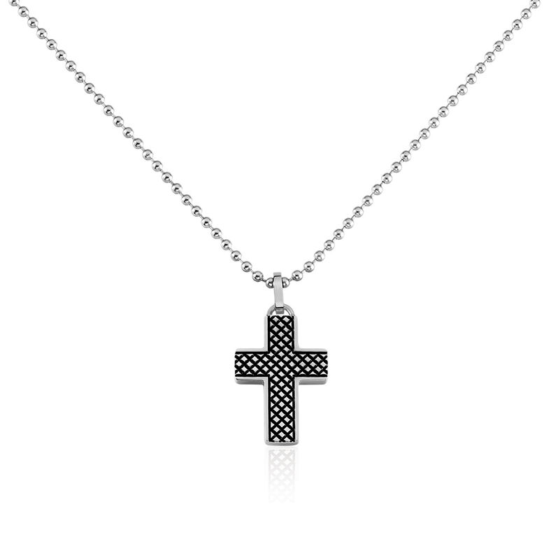 Herren Halskette Edelstahl Schwarz Kreuz - Halsketten Herren | OROVIVO