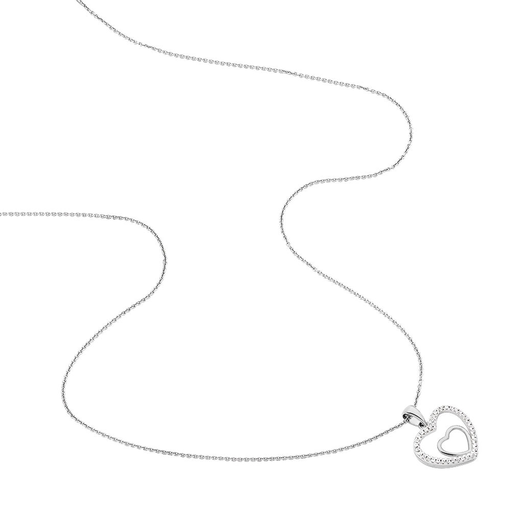 ALYSSIA HERZ 7 Damen Collier Silber 925 Zirkonia Wei&szlig; Herz