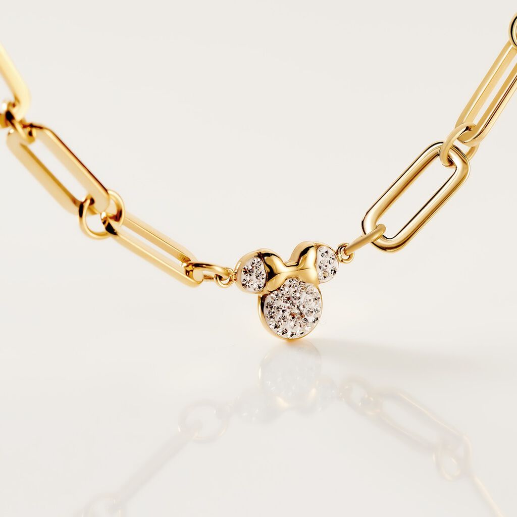 Damen Collier Edelstahl vergoldet Kristall Weiß Fantasiecharakter Mouse - Halsketten Damen | OROVIVO