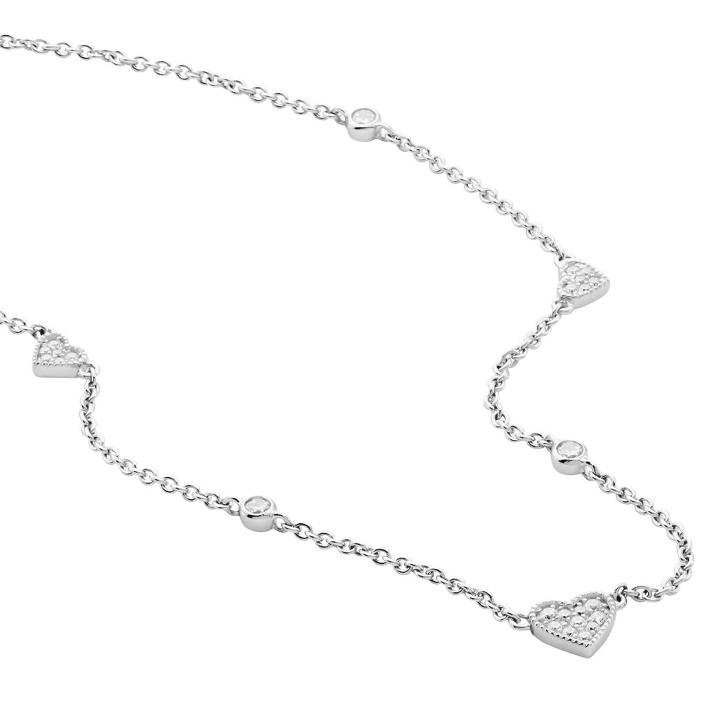 LUBOV Damen Collier Silber 925 Zirkonia Wei&szlig; 0,28 ct Herz B 2,5 mm