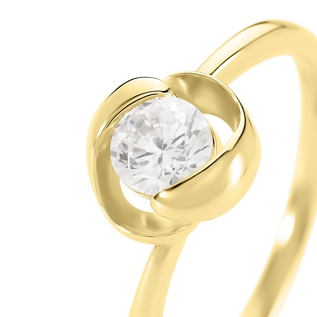 LUCY Damen Ring Silber vergoldet 925 Zirkonia Wei&szlig; 0,87 ct Blume