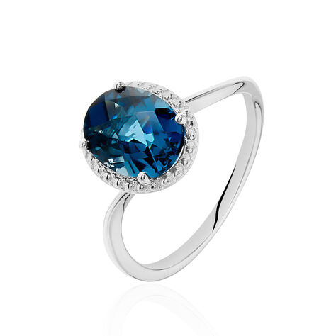 Damen Ring Weißgold 375 Topas Londonblau 2,5ct Oval Paga  - Solitärringe Damen | OROVIVO