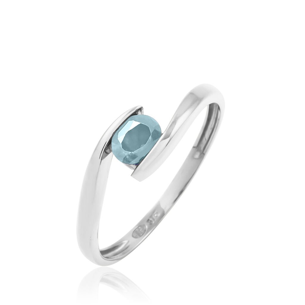 Bague Camilia Or Blanc Aigue Marine - Spannringe Damen | OROVIVO
