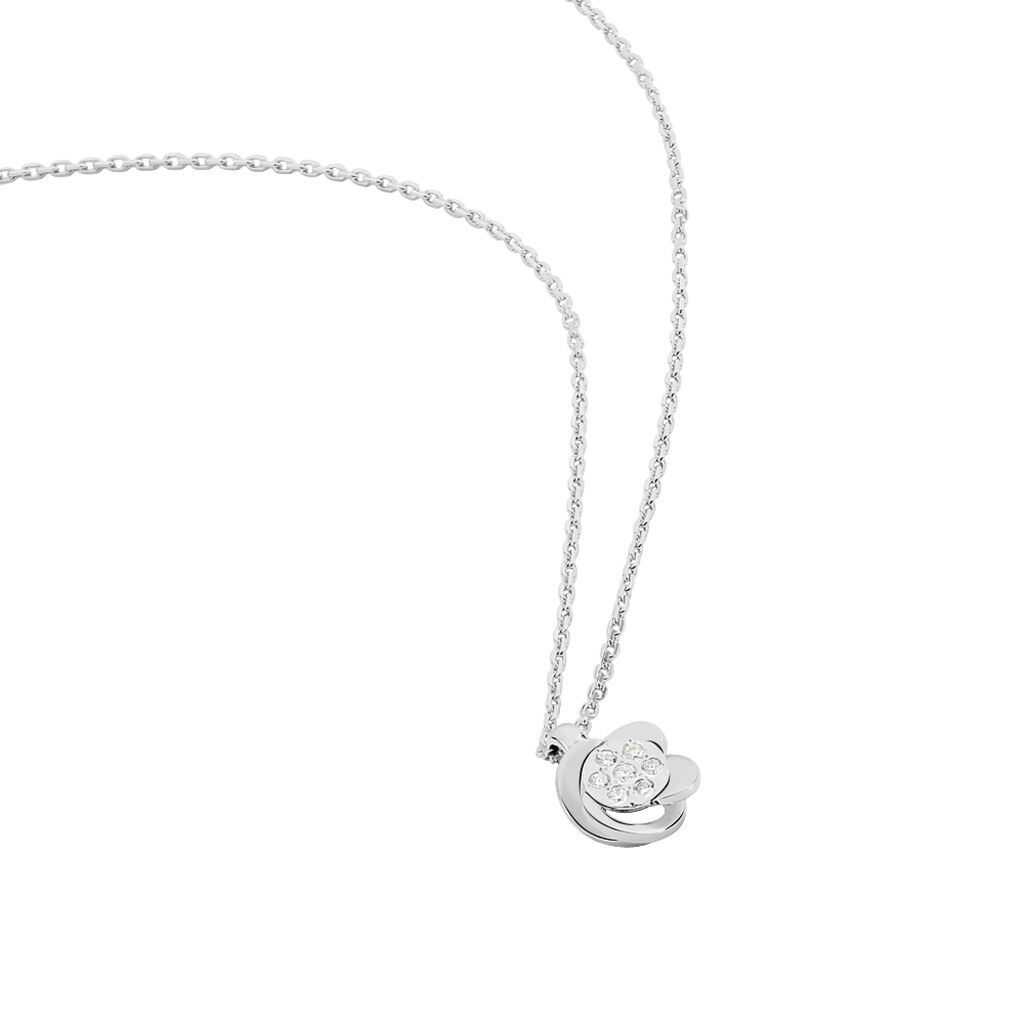 SAXA Damen Collier Wei&szlig;gold 375 (9 Karat) Diamant Wei&szlig; 0,01 ct Blume