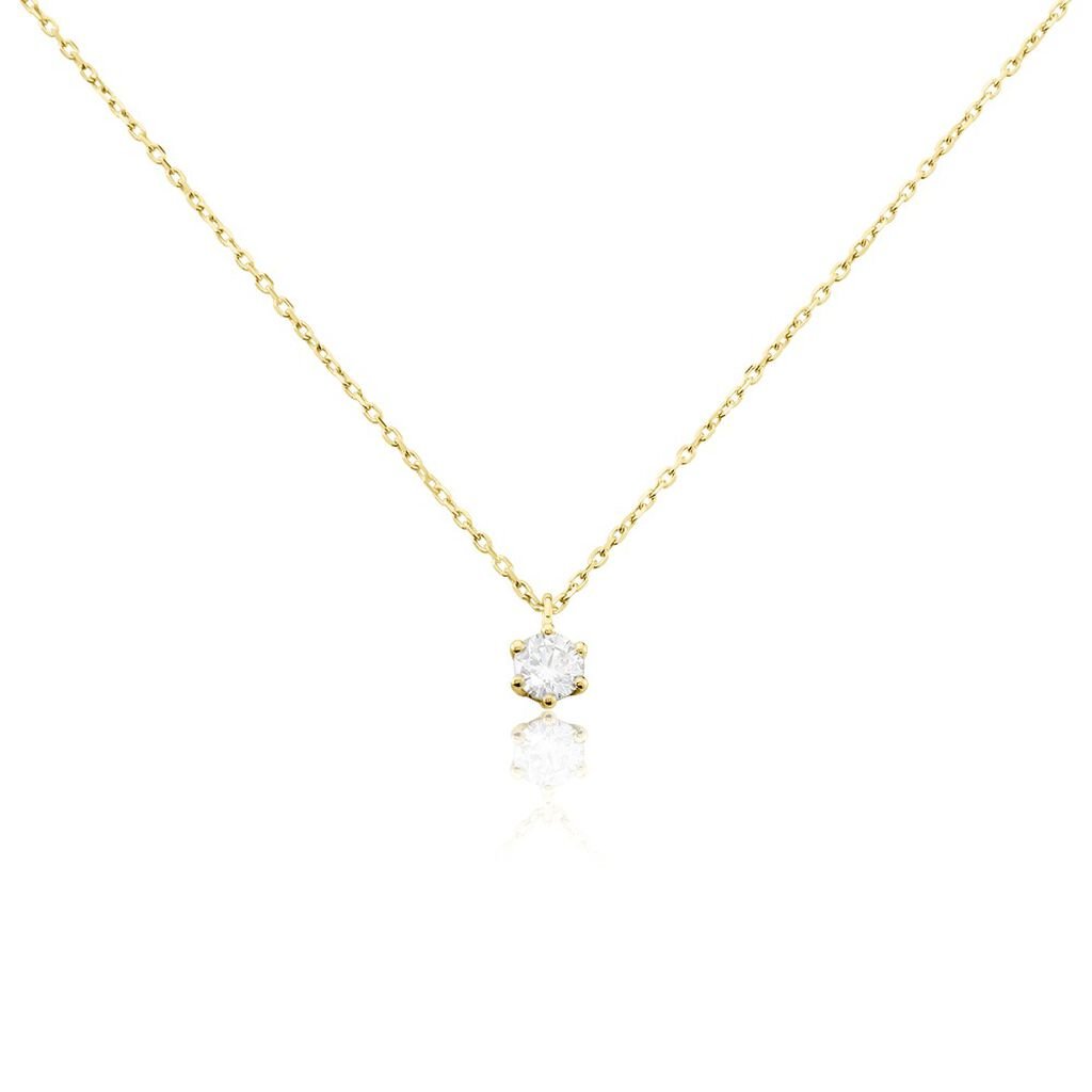Sonate Damen Collier Gold 750 (18 Karat) Synthetischer Diamant Wei&szlig; 0,31 ct