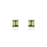 Damen Ohrstecker Weißgold 375 Peridot Grün 1ct Rechteckig Liberta 