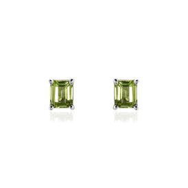 Damen Ohrstecker Weißgold 375 Rechteck Peridot 1ct Liberta - Ohrstecker Damen | OROVIVO