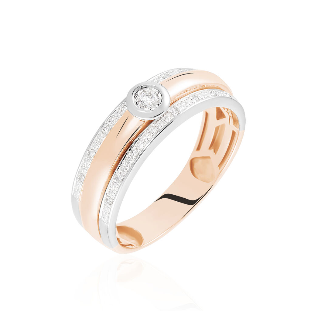 TIFFY Damen Ring Gold Bicolor 375 (9 Karat) Diamant Wei&szlig; 0,04 ct