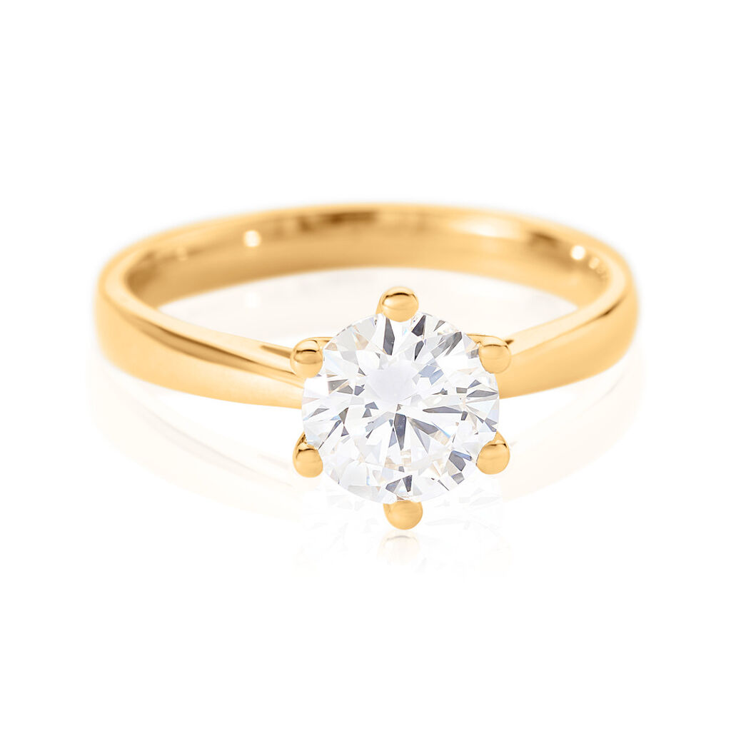 Sonate Damen Ring Gold 585 (14 Karat) Synthetischer Diamant Wei&szlig; 1,02 ct