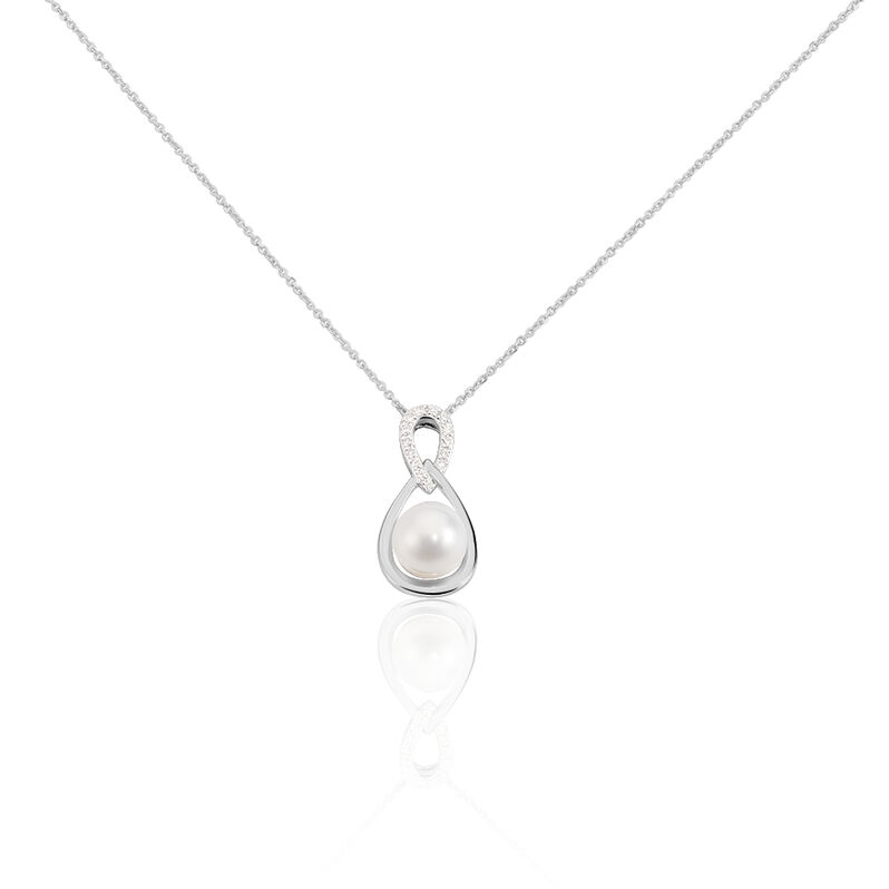 LISY Damen Collier Wei&szlig;gold 375 (9 Karat) Zuchtperle Perlmutt Tropfen - Halsketten Damen | OROVIVO