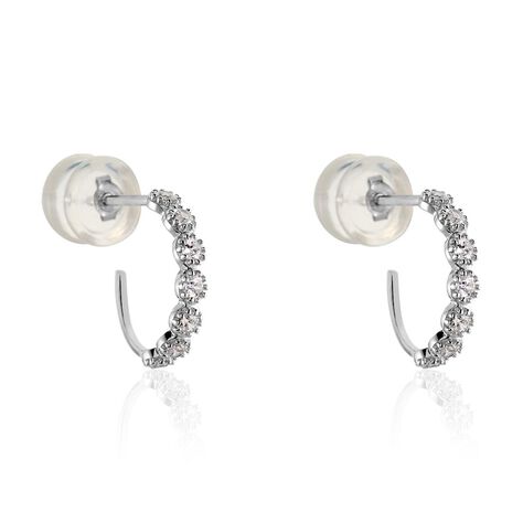 Damen Steckcreolen Weißgold 375 Zirkonia - Creolen Damen | OROVIVO