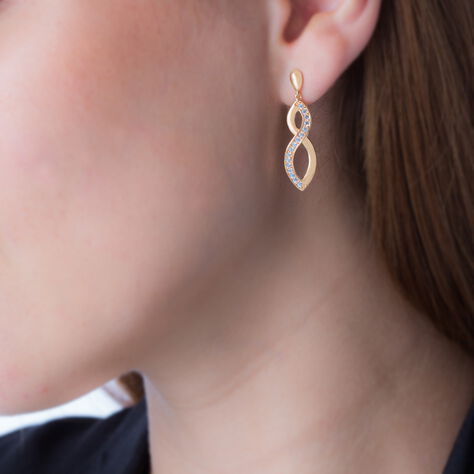 Damen Ohrhänger Messing Gold 750 plattiert Zikonia - Ohrringe mit Stein Damen | OROVIVO