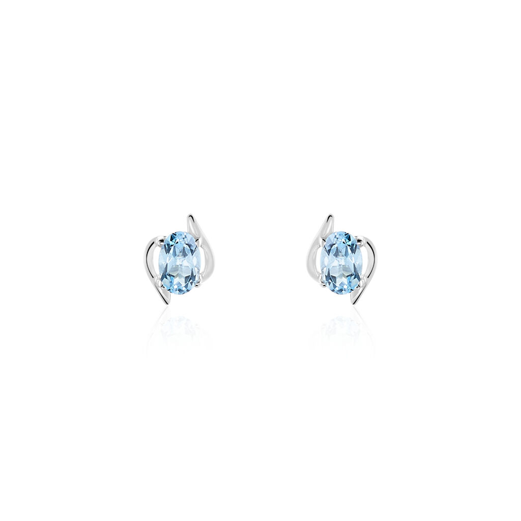 Damen Ohrstecker Weißgold 375 Topas Blau 1,07ct Vrille Ovale  - Ohrstecker Damen | OROVIVO