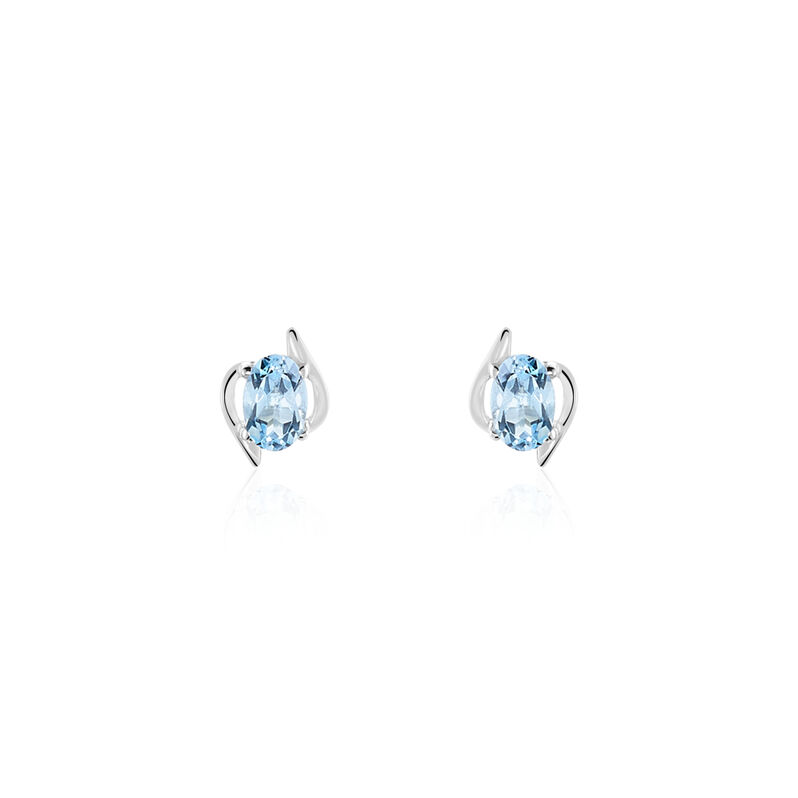 Damen Ohrstecker Weißgold 375 Topas Blau 1,07ct Vrille Ovale  - Ohrstecker Damen | OROVIVO
