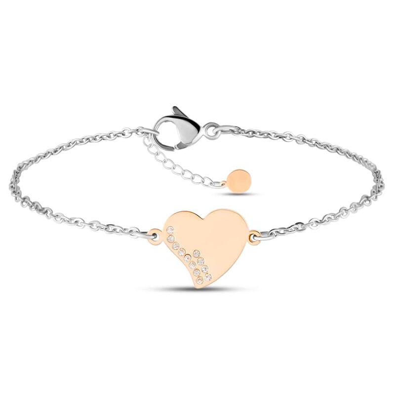 Bracciale Lady Chic Acciaio Bicolore Cuore e Cristalli - Spannringe Damen | OROVIVO