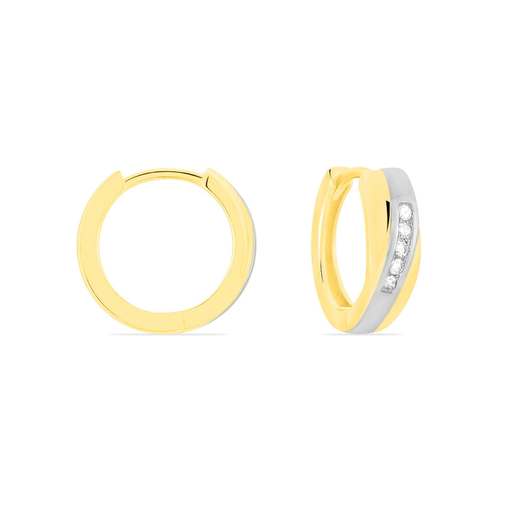 Damen Creolen Gold Bicolor 333 Diamant 0,1ct Saba 14,50mm 4,70mm  - Creolen Damen | OROVIVO
