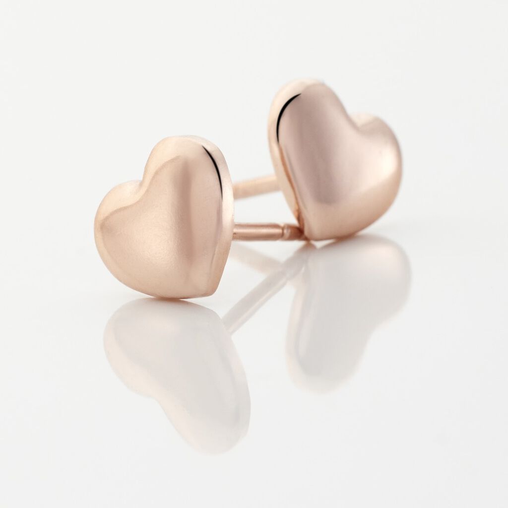 Damen Ohrstecker Silber rosevergoldet 925 Herz B 7,4 mm