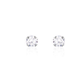 Damen Ohrstecker Weißgold 375 Zirkonia 3mm - Ohrstecker Damen | OROVIVO