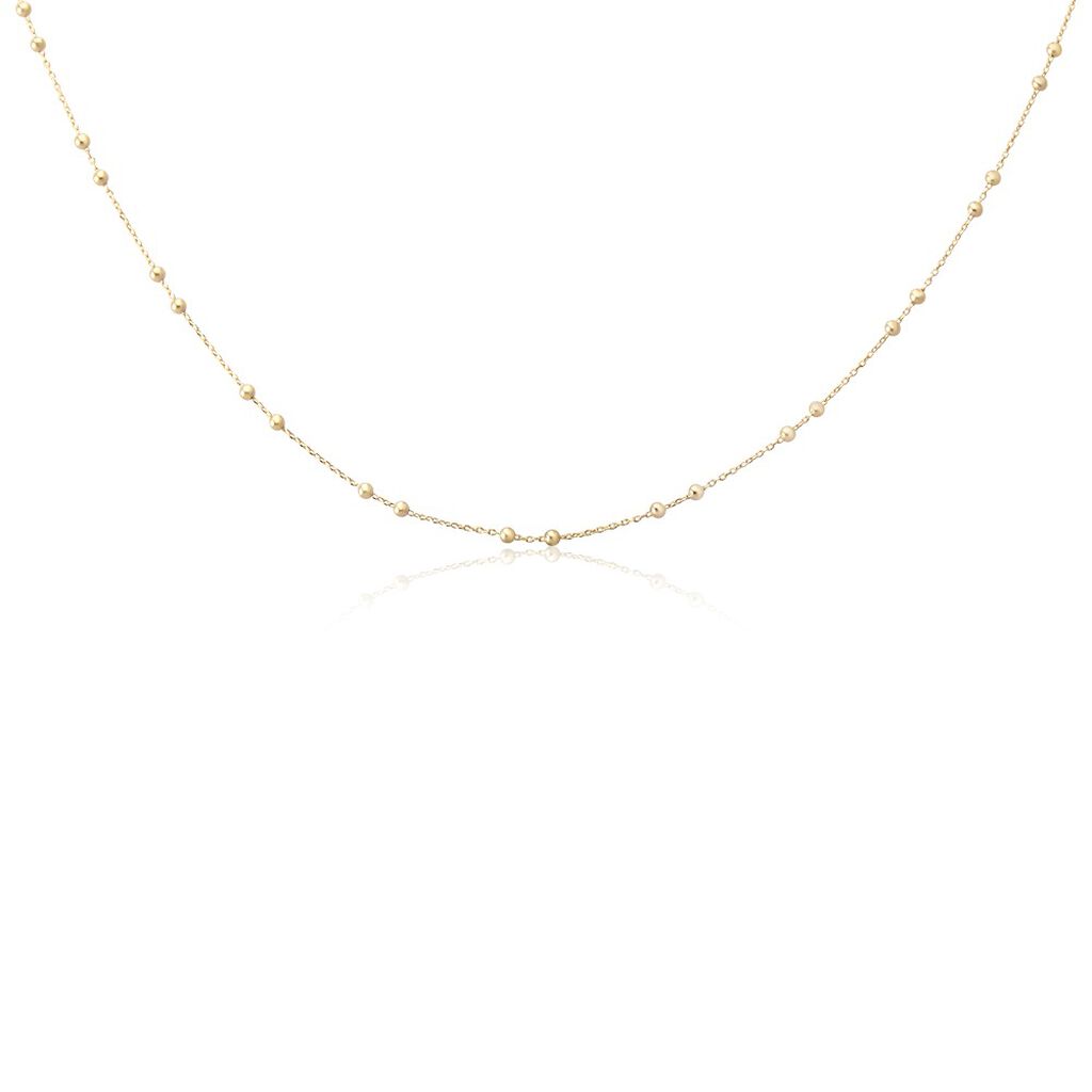 🦚 Damen Collier Messing Gold 750 plattiert 5 Micron, Kette ohne Stein