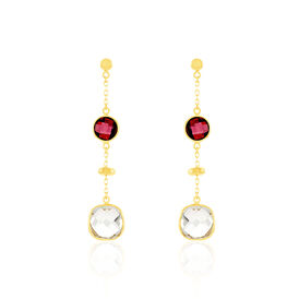 Damen Ohrstecker Lang Gold 375 Quarz Rhodolith - Ohrstecker lang Damen | OROVIVO