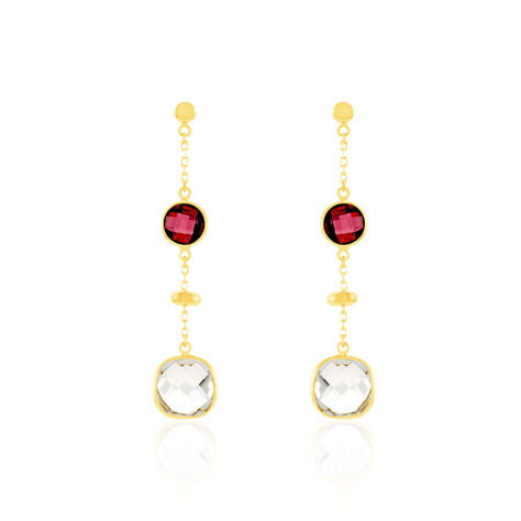 Damen Ohrstecker Lang Gold 375 Quarz Rhodolith - Ohrringe mit Stein Damen | OROVIVO