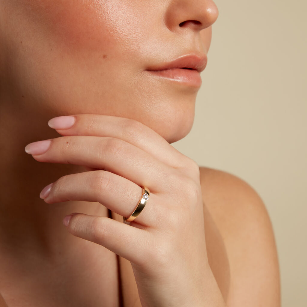 ELOURA Damen Ring Gold 585 (14 Karat) Diamant Wei&szlig; 0,05 ct Kreis