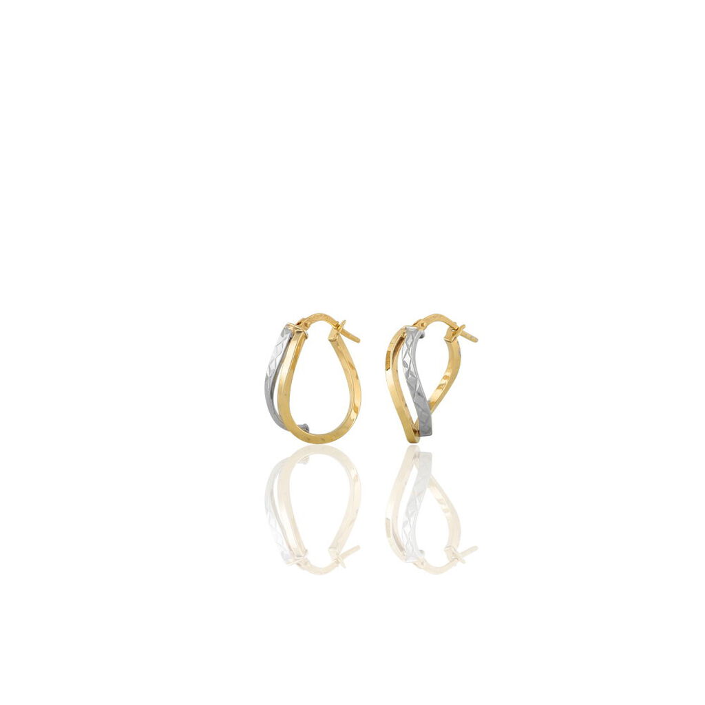 Damen Creolen Gold 375 Bicolor Facettiert  - Creolen Damen | OROVIVO