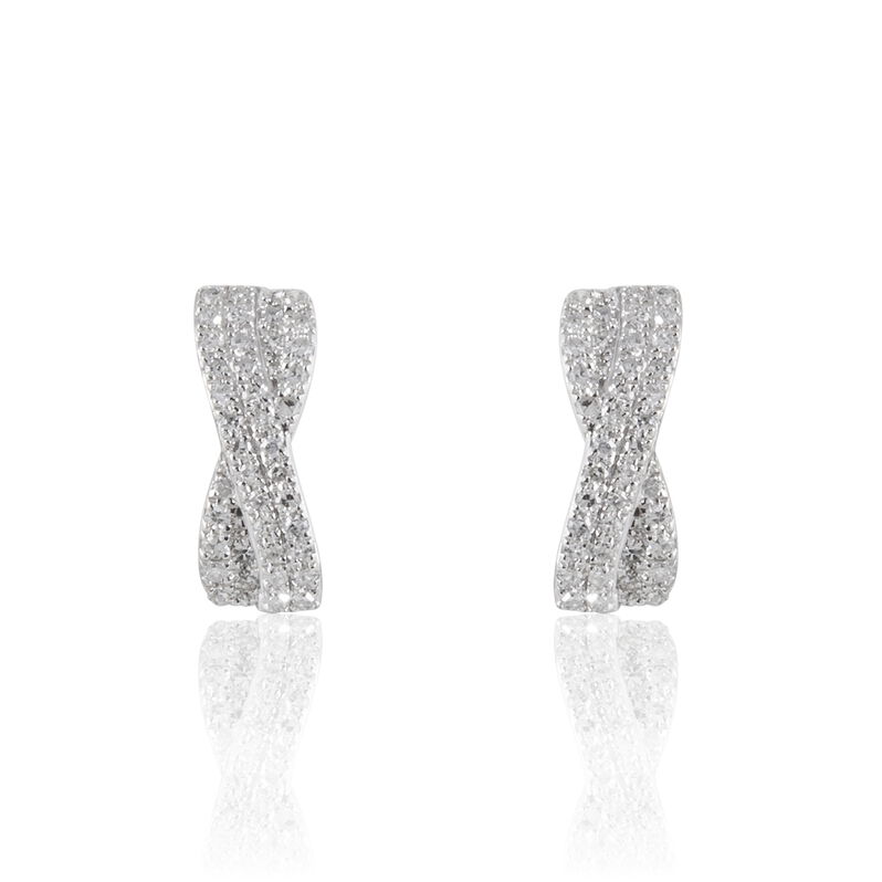 Boucles D'oreilles Puces Hedela Or Blanc Diamant - Spannringe Damen | OROVIVO