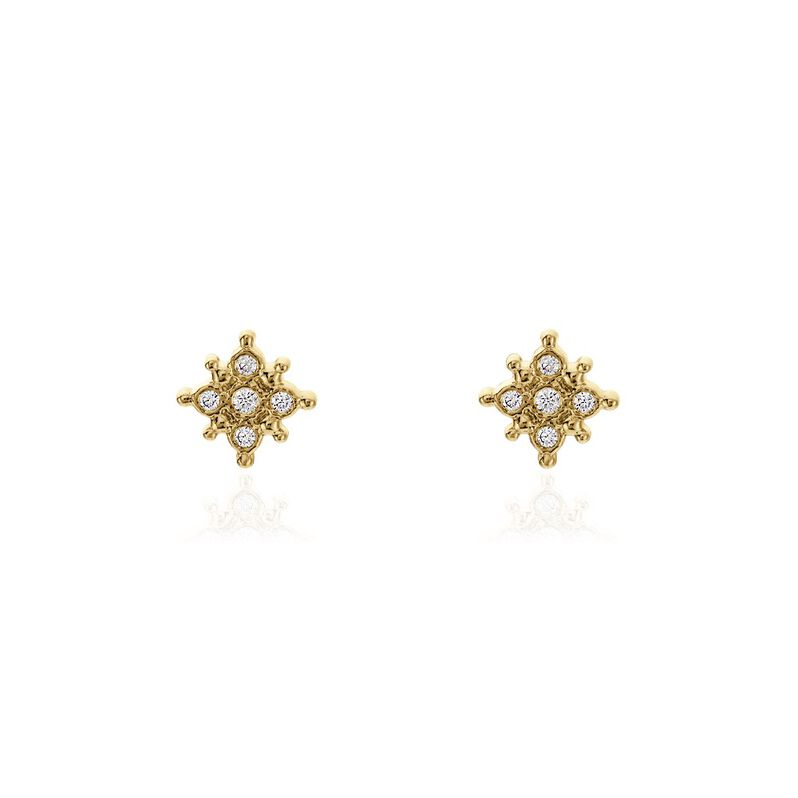 Boucles D'oreilles Puces Esperanta Plaqué Or Jaune Oxyde De Zirconium - Spannringe Damen | OROVIVO