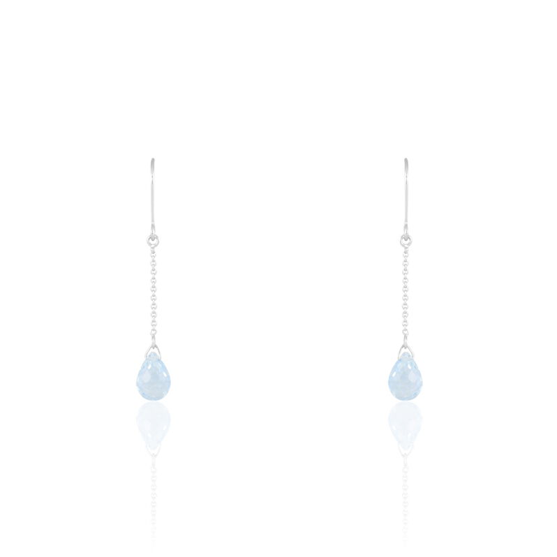 Boucles D'oreilles Pendantes Nirmala Or Blanc Topaze - Spannringe Damen | OROVIVO