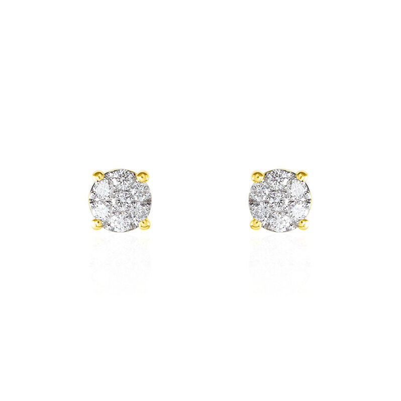 Boucles D'oreilles Puces Charlene Or Jaune Diamant Synthetique - Spannringe Damen | OROVIVO