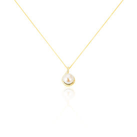 Damen Halskette Gold 375 Zuchtperle Zirkonia - Ketten mit Anhänger Damen | OROVIVO