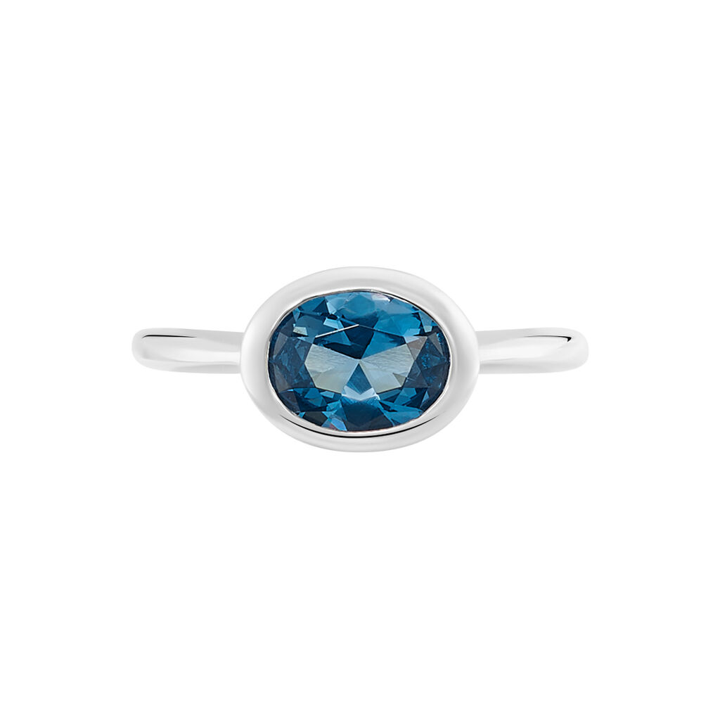 Damen Ring Silber 925 Synthetischer Stein Blau Olivia 5  - Solitärringe Damen | OROVIVO