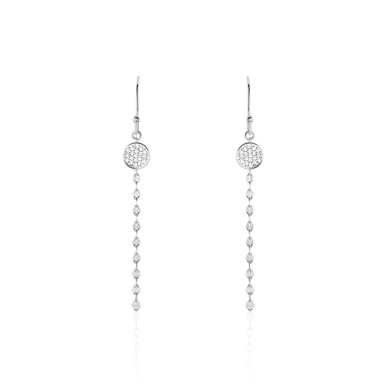 KUMBA Damen Ohrringe Lang Silber 925 Zirkonia Wei&szlig; Kreis - Ohrh&auml;nger Damen | OROVIVO