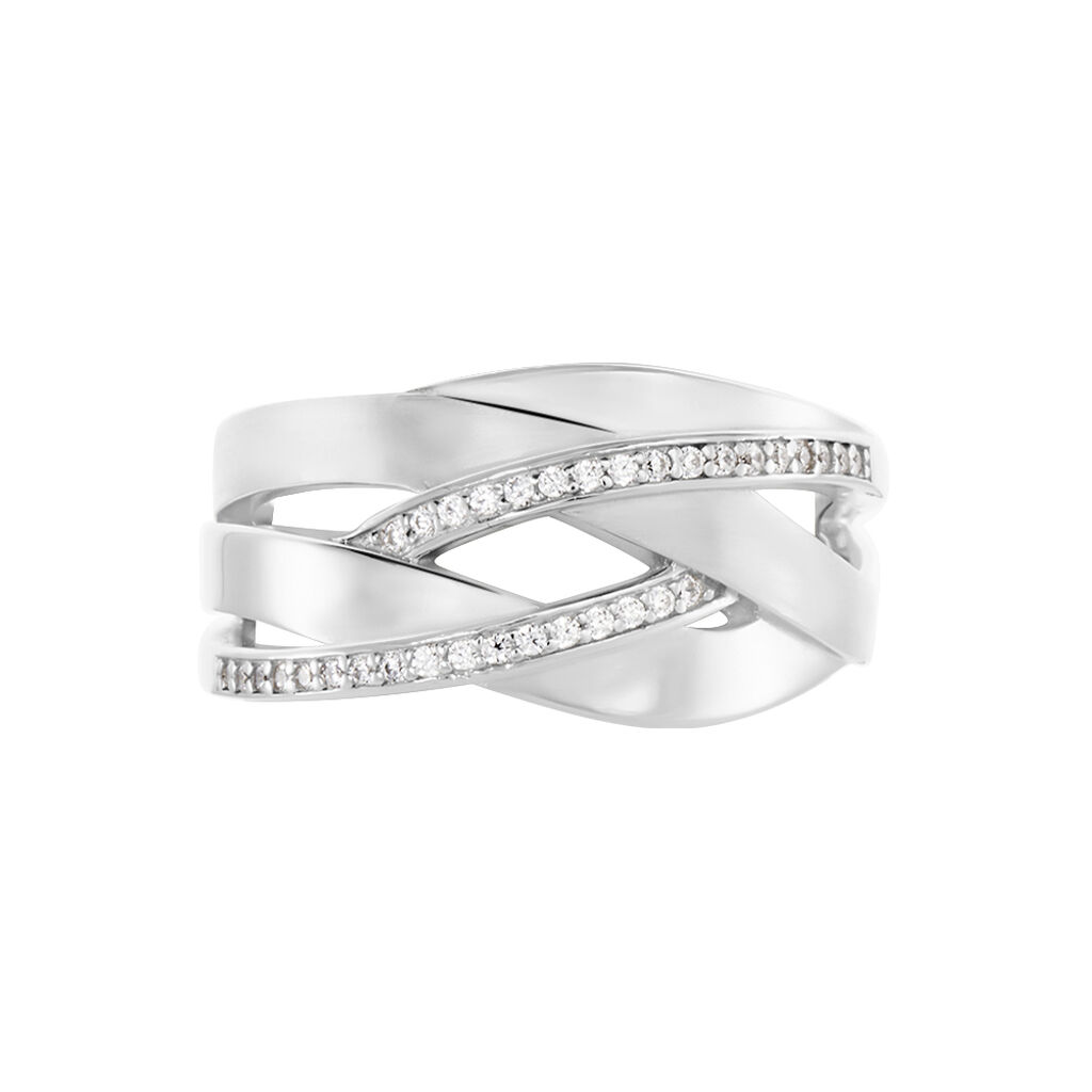 Damen Ring Silber 925 Zirkonia gekreuzt Breite 10mm Suna - Ringe mit Stein Damen | OROVIVO