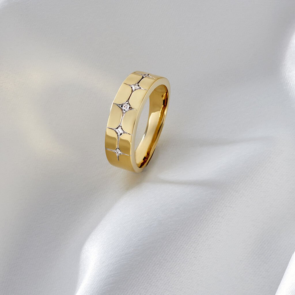 HEIKIE Damen Ring Gold 375 (9 Karat) Zirkonia Wei&szlig; 0,14 ct Stern
