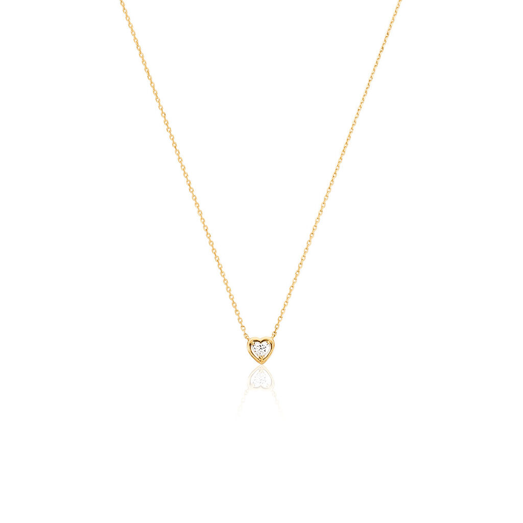 KAMILA Damen Collier Gold 375 (9 Karat) Synthetischer Diamant Weiß 0,1 ct Herz, Collier mit Stein