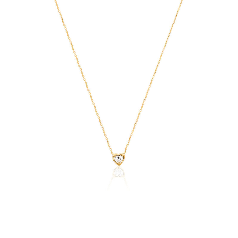 KAMILA Damen Collier Gold 375 (9 Karat) Synthetischer Diamant Wei&szlig; 0,1 ct Herz - Halsketten Damen | OROVIVO