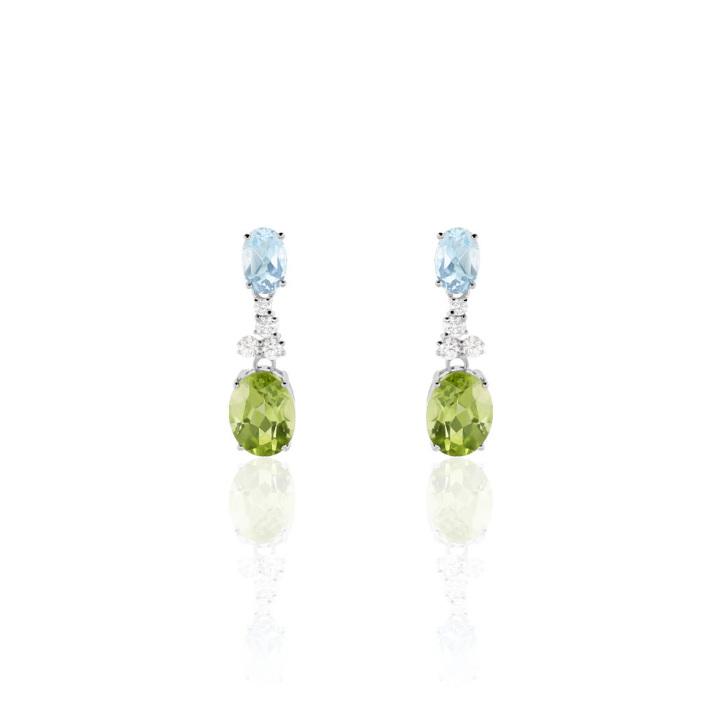 Damen Ohrstecker Weißgold 375 Peridot Grün 4,1ct Oval Layla 2  - Ohrstecker Damen | OROVIVO